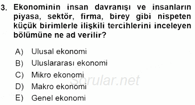 Turizm Ekonomisi 2015 - 2016 Dönem Sonu Sınavı 3.Soru