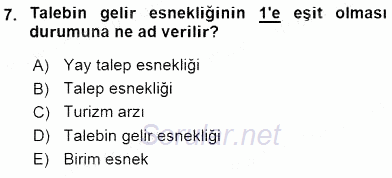 Turizm Ekonomisi 2015 - 2016 Dönem Sonu Sınavı 7.Soru