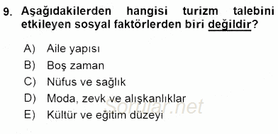 Turizm Ekonomisi 2015 - 2016 Dönem Sonu Sınavı 9.Soru