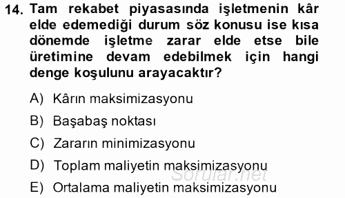 Lojistik İlkeleri 2014 - 2015 Ara Sınavı 14.Soru