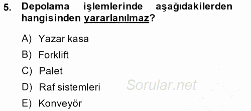 Lojistik İlkeleri 2014 - 2015 Ara Sınavı 5.Soru