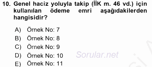 Hukuk Dili Ve Adli Yazışmalar 2016 - 2017 3 Ders Sınavı 10.Soru
