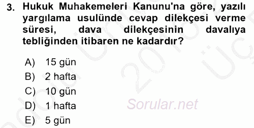 Hukuk Dili Ve Adli Yazışmalar 2016 - 2017 3 Ders Sınavı 3.Soru