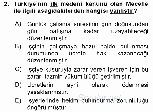 İş Sağlığı ve Güvenliği 2017 - 2018 3 Ders Sınavı 2.Soru