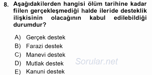 İş Sağlığı ve Güvenliği 2017 - 2018 3 Ders Sınavı 8.Soru