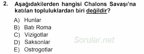 Orta Çağ-Yeni Çağ Avrupa Tarihi 2012 - 2013 Ara Sınavı 2.Soru