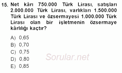 Spor Finansmanı 2014 - 2015 Ara Sınavı 15.Soru