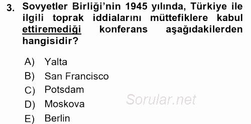 Orta Asya ve Kafkaslarda Siyaset 2016 - 2017 Dönem Sonu Sınavı 3.Soru