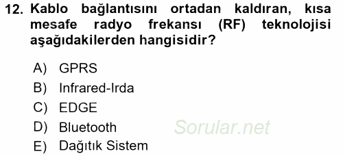 Temel Bilgi Teknolojileri 1 2016 - 2017 3 Ders Sınavı 12.Soru