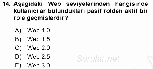 Temel Bilgi Teknolojileri 1 2016 - 2017 3 Ders Sınavı 14.Soru