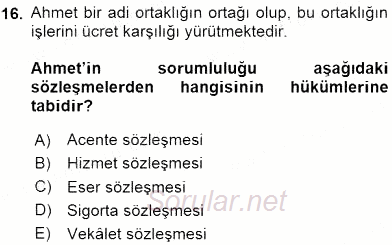 İşletme Hukuku 2015 - 2016 Ara Sınavı 16.Soru