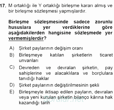 İşletme Hukuku 2015 - 2016 Ara Sınavı 17.Soru