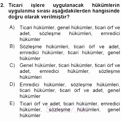 İşletme Hukuku 2015 - 2016 Ara Sınavı 2.Soru