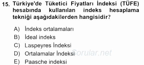 İstatistik 2 2017 - 2018 3 Ders Sınavı 15.Soru