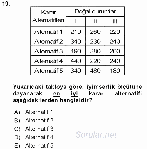 İstatistik 2 2017 - 2018 3 Ders Sınavı 19.Soru