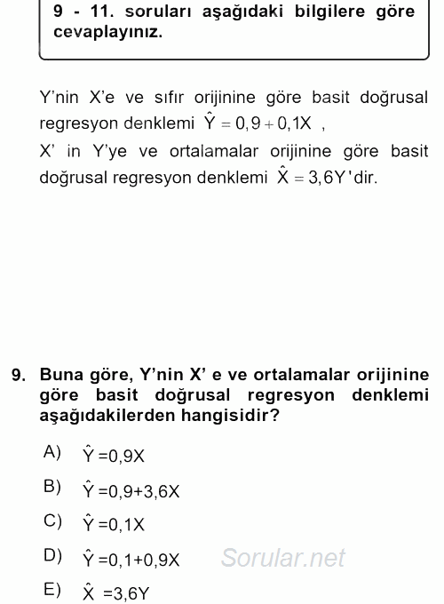 İstatistik 2 2017 - 2018 3 Ders Sınavı 9.Soru