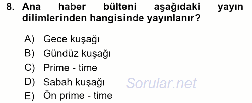 Radyo ve Televizyon Stüdyoları 2015 - 2016 Ara Sınavı 8.Soru