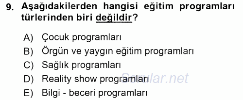 Radyo ve Televizyon Stüdyoları 2015 - 2016 Ara Sınavı 9.Soru