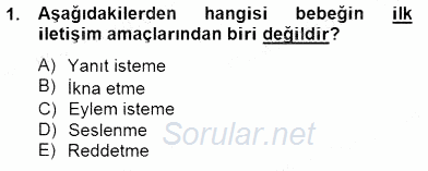 Erken Çocukluk Döneminde Gelişim 2 2014 - 2015 Dönem Sonu Sınavı 1.Soru