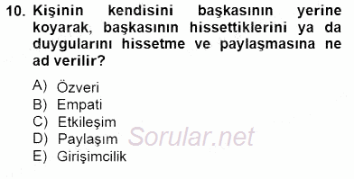 Erken Çocukluk Döneminde Gelişim 2 2014 - 2015 Dönem Sonu Sınavı 10.Soru