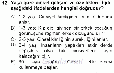 Erken Çocukluk Döneminde Gelişim 2 2014 - 2015 Dönem Sonu Sınavı 12.Soru