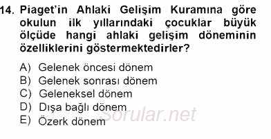 Erken Çocukluk Döneminde Gelişim 2 2014 - 2015 Dönem Sonu Sınavı 14.Soru