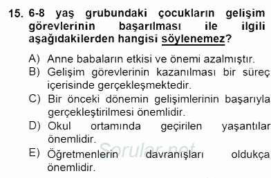 Erken Çocukluk Döneminde Gelişim 2 2014 - 2015 Dönem Sonu Sınavı 15.Soru