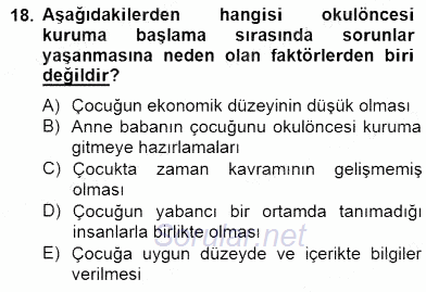 Erken Çocukluk Döneminde Gelişim 2 2014 - 2015 Dönem Sonu Sınavı 18.Soru
