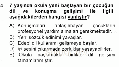 Erken Çocukluk Döneminde Gelişim 2 2014 - 2015 Dönem Sonu Sınavı 4.Soru