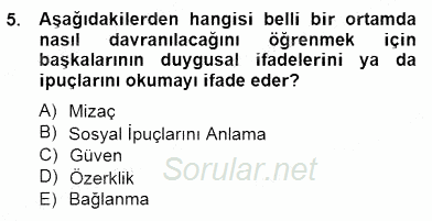 Erken Çocukluk Döneminde Gelişim 2 2014 - 2015 Dönem Sonu Sınavı 5.Soru