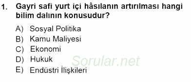 Sosyal Politika 1 2012 - 2013 Dönem Sonu Sınavı 1.Soru