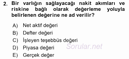 Finansal Yönetim 2 2016 - 2017 Dönem Sonu Sınavı 2.Soru