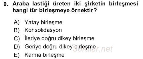 Finansal Yönetim 2 2016 - 2017 Dönem Sonu Sınavı 9.Soru