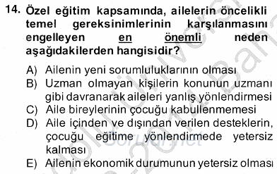 Özel Eğitim 2013 - 2014 Ara Sınavı 14.Soru