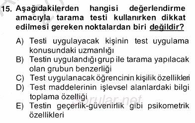Özel Eğitim 2013 - 2014 Ara Sınavı 15.Soru