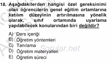 Özel Eğitim 2013 - 2014 Ara Sınavı 18.Soru