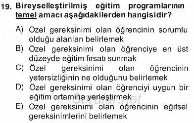 Özel Eğitim 2013 - 2014 Ara Sınavı 19.Soru