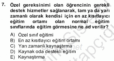 Özel Eğitim 2013 - 2014 Ara Sınavı 7.Soru