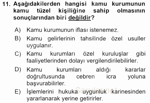 Kamu Özel Kesim Yapısı Ve İlişkileri 2015 - 2016 Tek Ders Sınavı 11.Soru