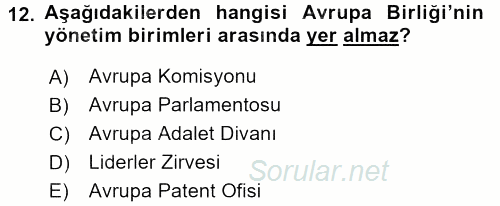 Kamu Özel Kesim Yapısı Ve İlişkileri 2015 - 2016 Tek Ders Sınavı 12.Soru