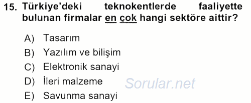 Kamu Özel Kesim Yapısı Ve İlişkileri 2015 - 2016 Tek Ders Sınavı 15.Soru