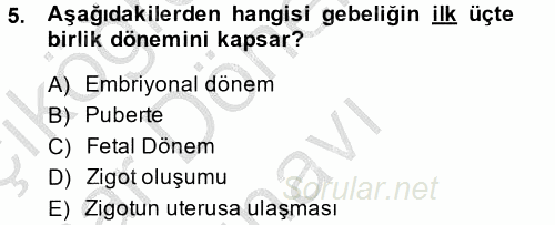 Doğum Bilgisi ve Suni Tohumlama 2014 - 2015 Dönem Sonu Sınavı 5.Soru