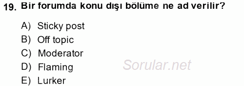 Sosyal Medya 2013 - 2014 Ara Sınavı 19.Soru