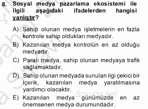 Sosyal Medya 2013 - 2014 Ara Sınavı 8.Soru