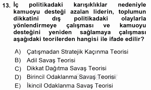 Diş Politika Analizi 2015 - 2016 Dönem Sonu Sınavı 13.Soru