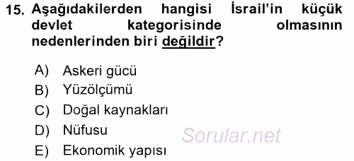 Diş Politika Analizi 2015 - 2016 Dönem Sonu Sınavı 15.Soru