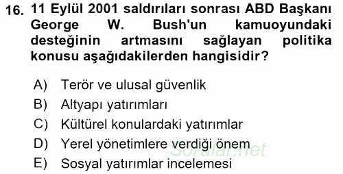 Diş Politika Analizi 2015 - 2016 Dönem Sonu Sınavı 16.Soru