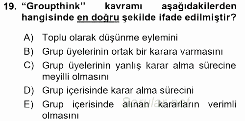 Diş Politika Analizi 2015 - 2016 Dönem Sonu Sınavı 19.Soru