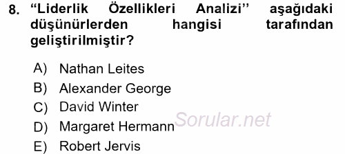 Diş Politika Analizi 2015 - 2016 Dönem Sonu Sınavı 8.Soru