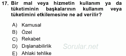 Sağlık Kurumları Yönetimi 1 2017 - 2018 Ara Sınavı 17.Soru